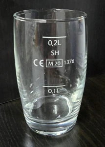Sklenice 25cl s cejchem 0,1 + 0,2 l